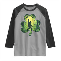 Funny St. Patrick's Day Bigfoot Raglan Shirt Sasquatch Shamrock Irish