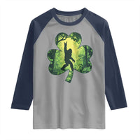 Funny St. Patrick's Day Bigfoot Raglan Shirt Sasquatch Shamrock Irish