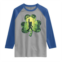 Funny St. Patrick's Day Bigfoot Raglan Shirt Sasquatch Shamrock Irish