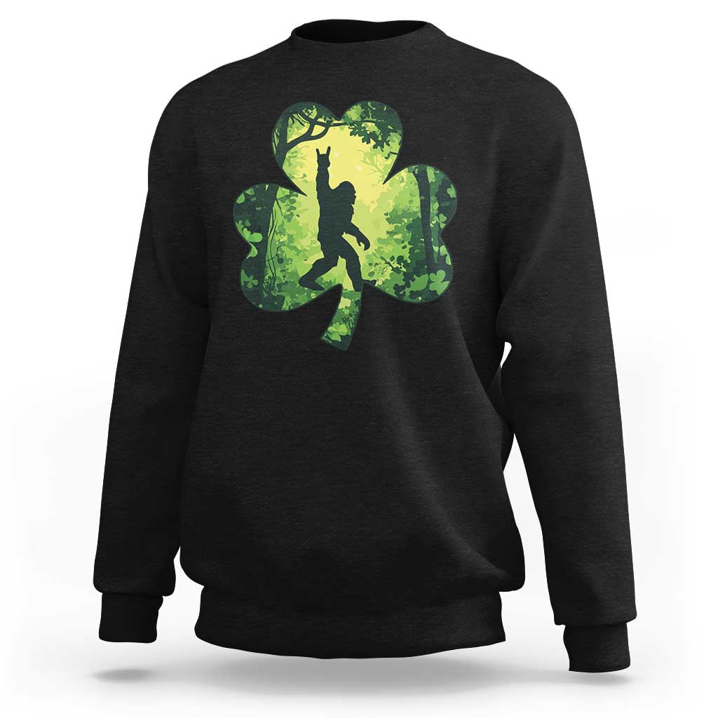 Funny St. Patrick's Day Bigfoot Sweatshirt Sasquatch Shamrock Irish