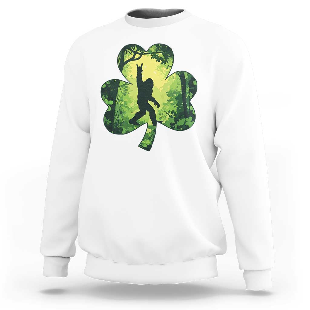Funny St. Patrick's Day Bigfoot Sweatshirt Sasquatch Shamrock Irish