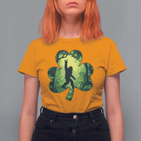 Funny St. Patrick's Day Bigfoot T Shirt For Women Sasquatch Shamrock Irish