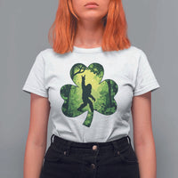 Funny St. Patrick's Day Bigfoot T Shirt For Women Sasquatch Shamrock Irish