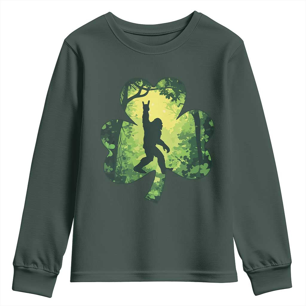 Funny St. Patrick's Day Bigfoot Youth Sweatshirt Sasquatch Shamrock Irish