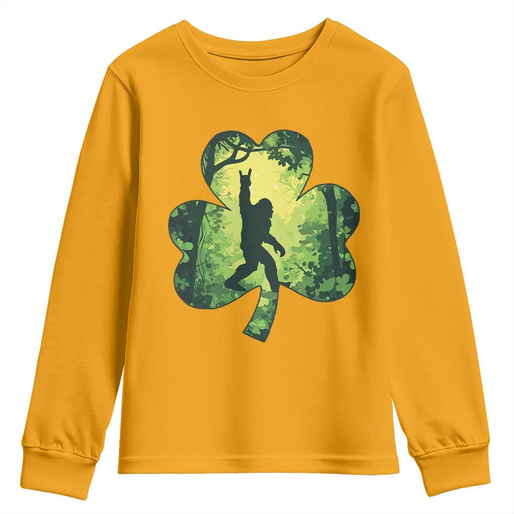Funny St. Patrick's Day Bigfoot Youth Sweatshirt Sasquatch Shamrock Irish