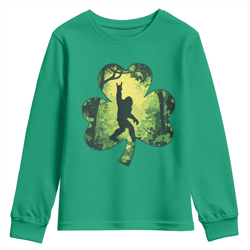 Funny St. Patrick's Day Bigfoot Youth Sweatshirt Sasquatch Shamrock Irish