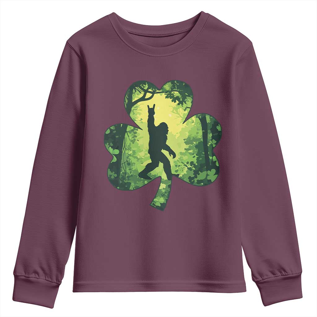 Funny St. Patrick's Day Bigfoot Youth Sweatshirt Sasquatch Shamrock Irish