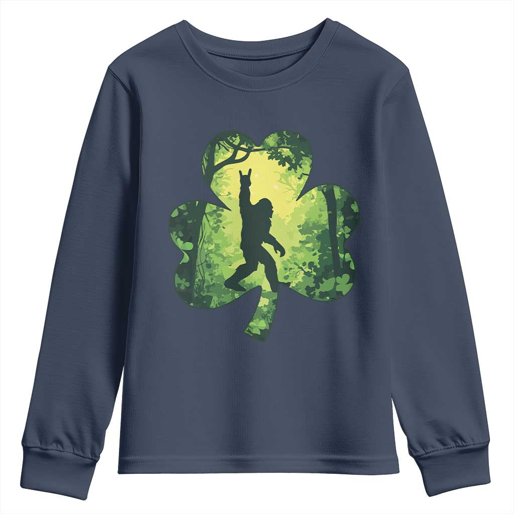Funny St. Patrick's Day Bigfoot Youth Sweatshirt Sasquatch Shamrock Irish