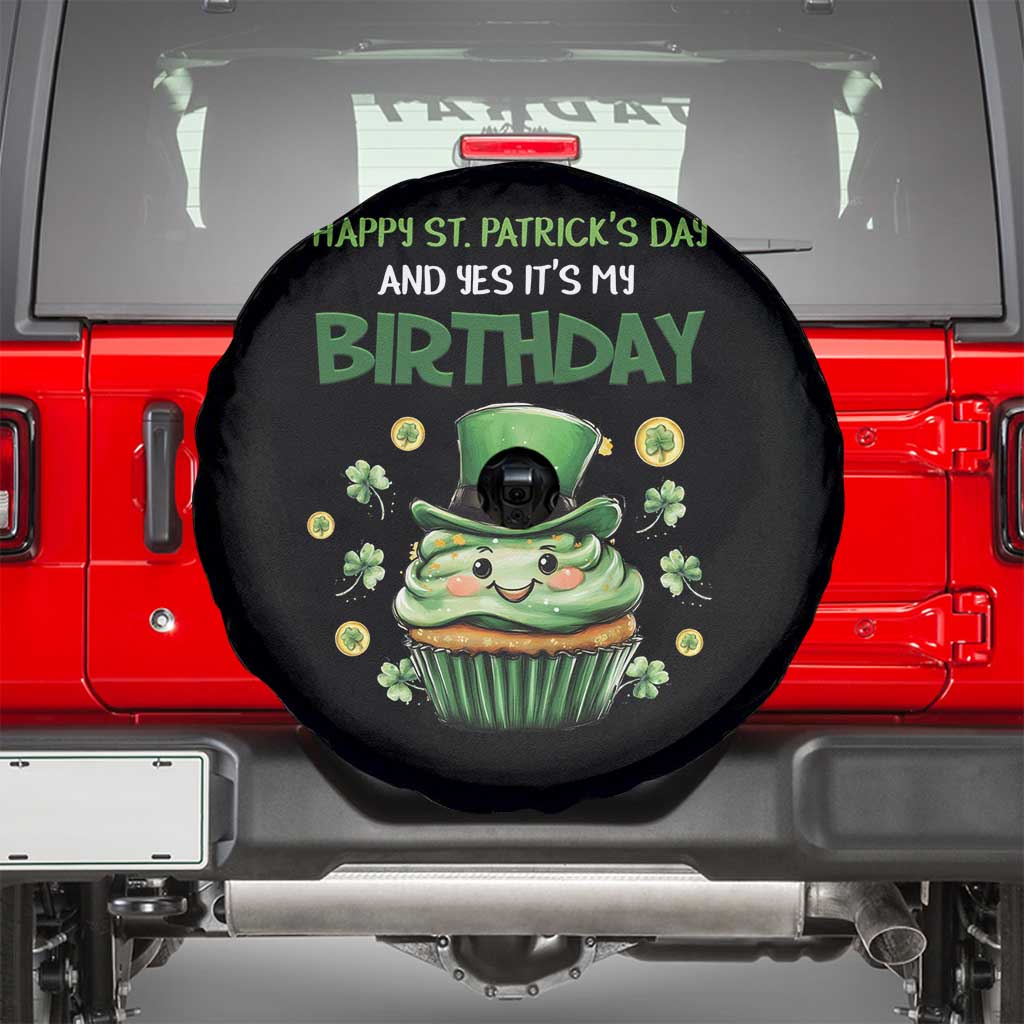 Funny St. Patrick's Day And Birthday Spare Tire Cover Shamrock Cupcake Leprechaun