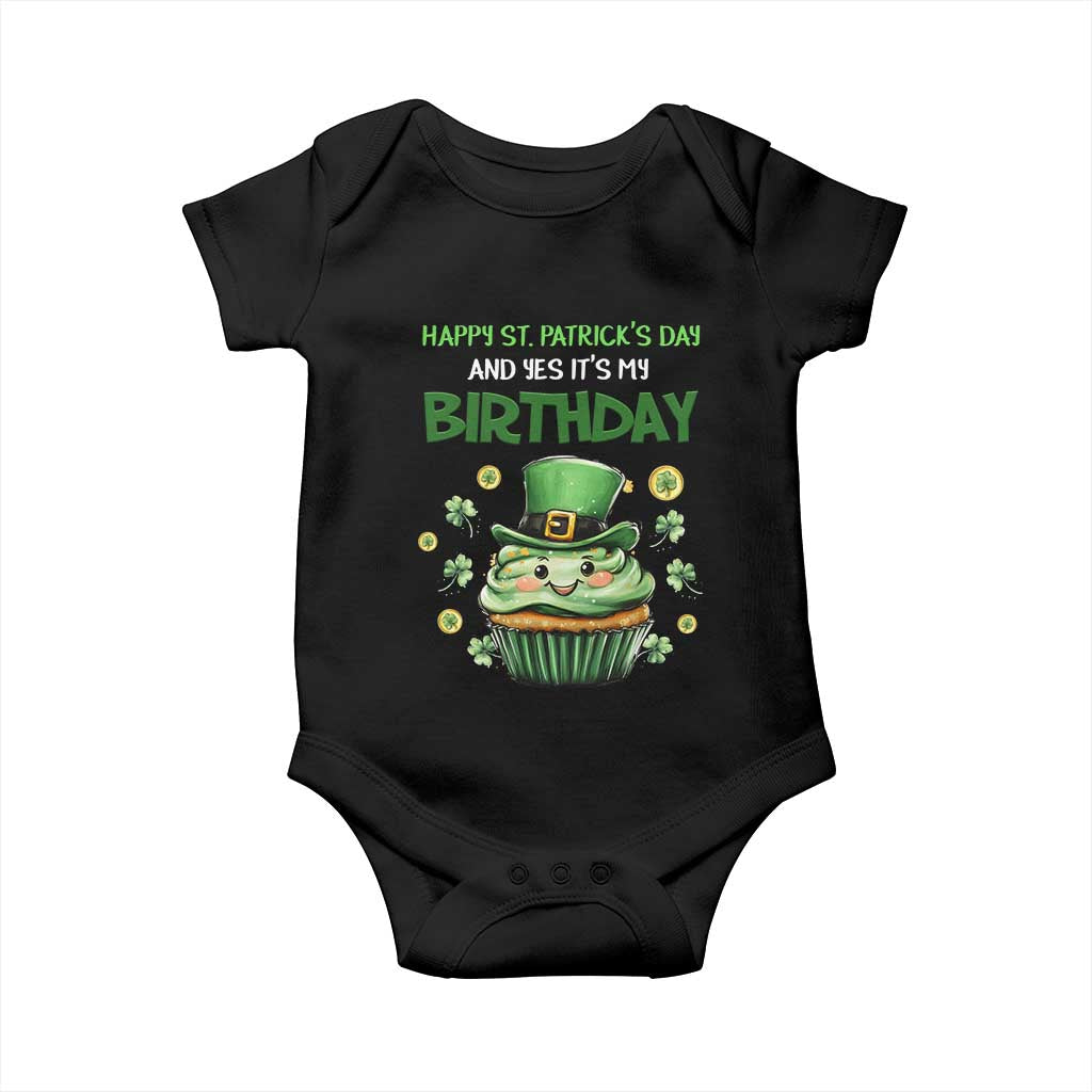 Funny St. Patrick's Day And Birthday Baby Onesie Shamrock Cupcake Leprechaun