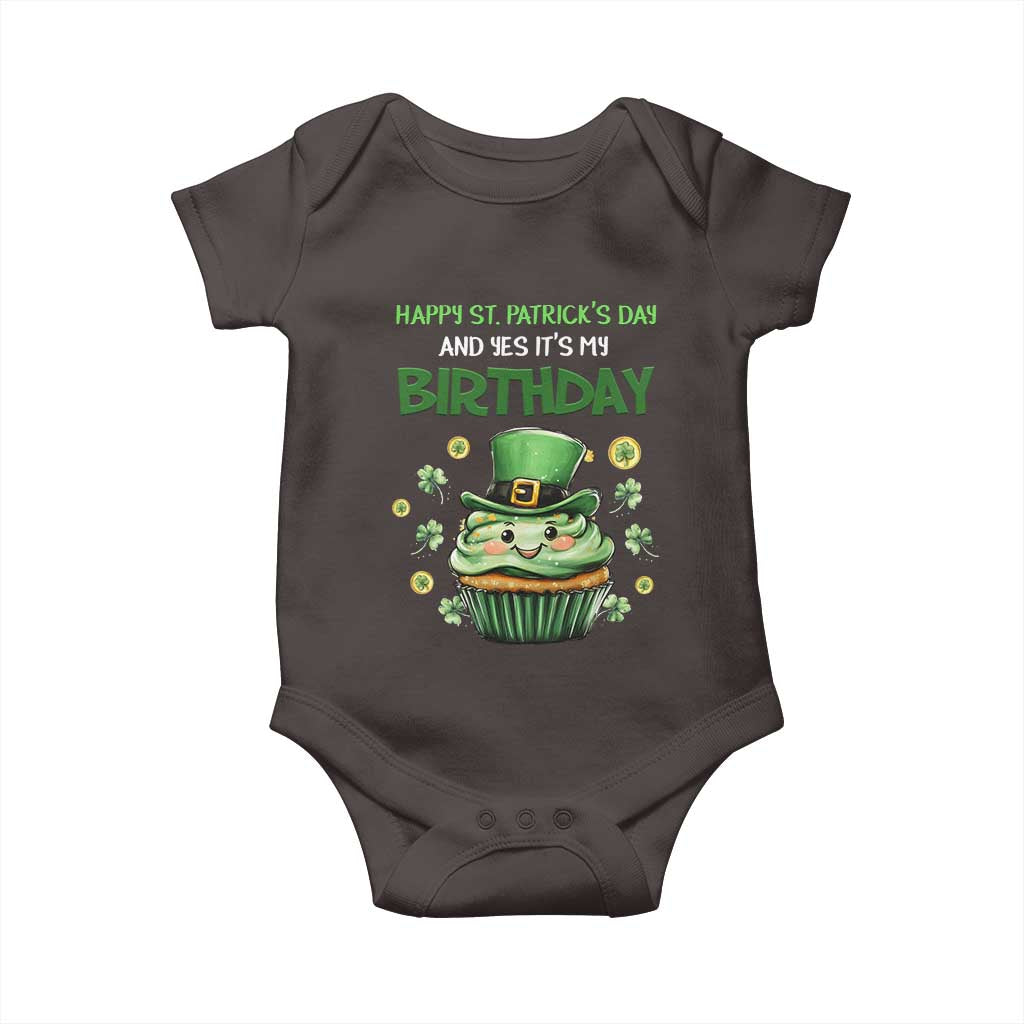 Funny St. Patrick's Day And Birthday Baby Onesie Shamrock Cupcake Leprechaun