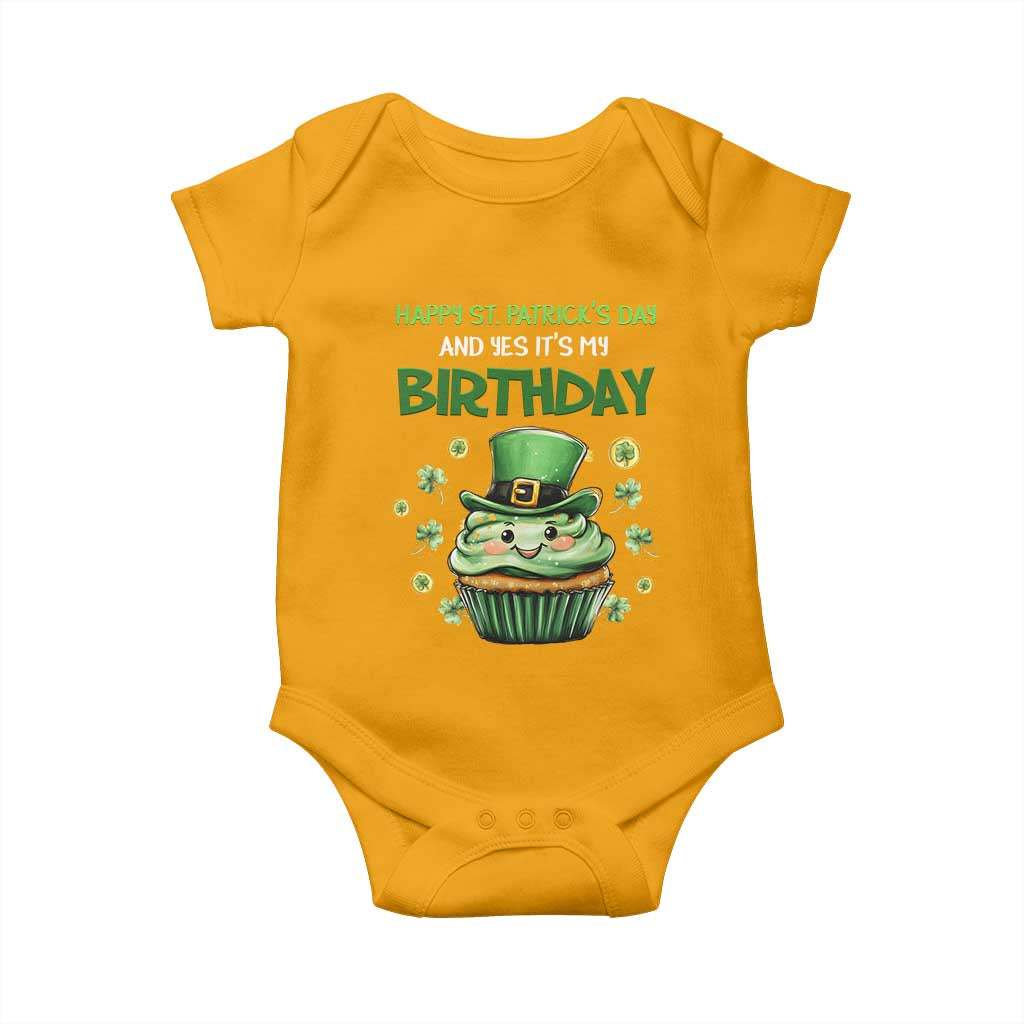 Funny St. Patrick's Day And Birthday Baby Onesie Shamrock Cupcake Leprechaun