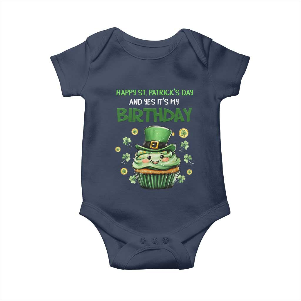 Funny St. Patrick's Day And Birthday Baby Onesie Shamrock Cupcake Leprechaun