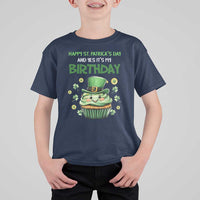 Funny St. Patrick's Day And Birthday T Shirt For Kid Shamrock Cupcake Leprechaun