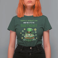 Funny St. Patrick's Day And Birthday T Shirt For Women Shamrock Cupcake Leprechaun