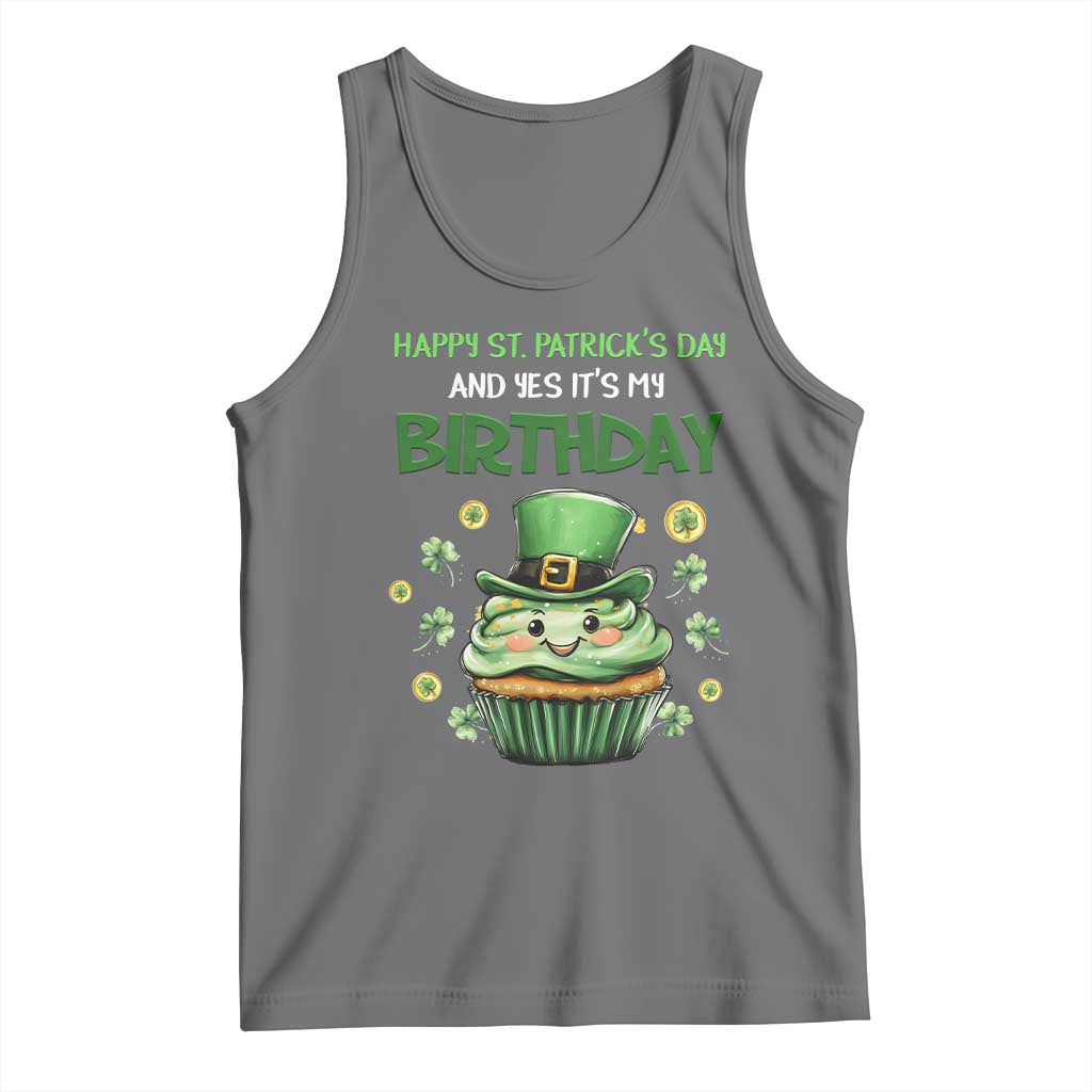 Funny St. Patrick's Day And Birthday Tank Top Shamrock Cupcake Leprechaun