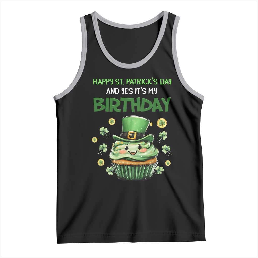 Funny St. Patrick's Day And Birthday Tank Top Shamrock Cupcake Leprechaun