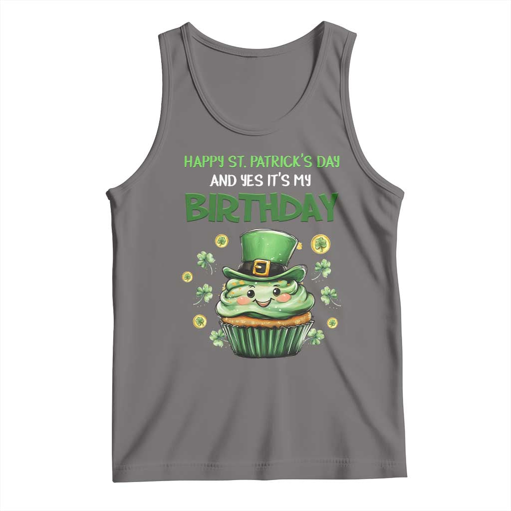 Funny St. Patrick's Day And Birthday Tank Top Shamrock Cupcake Leprechaun