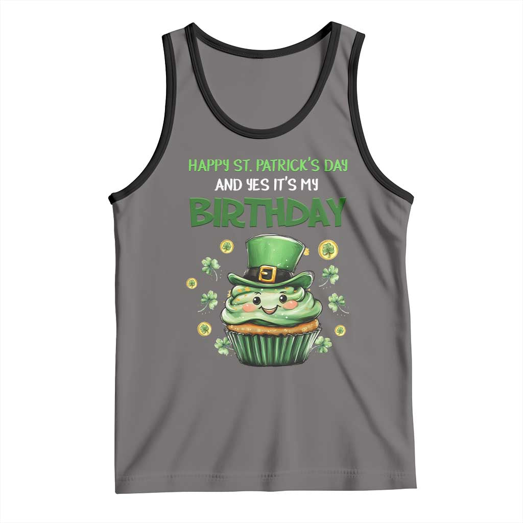 Funny St. Patrick's Day And Birthday Tank Top Shamrock Cupcake Leprechaun