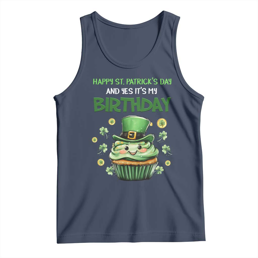 Funny St. Patrick's Day And Birthday Tank Top Shamrock Cupcake Leprechaun