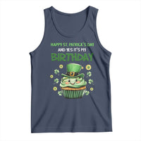 Funny St. Patrick's Day And Birthday Tank Top Shamrock Cupcake Leprechaun