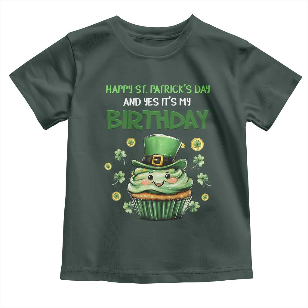 Funny St. Patrick's Day And Birthday Toddler T Shirt Shamrock Cupcake Leprechaun