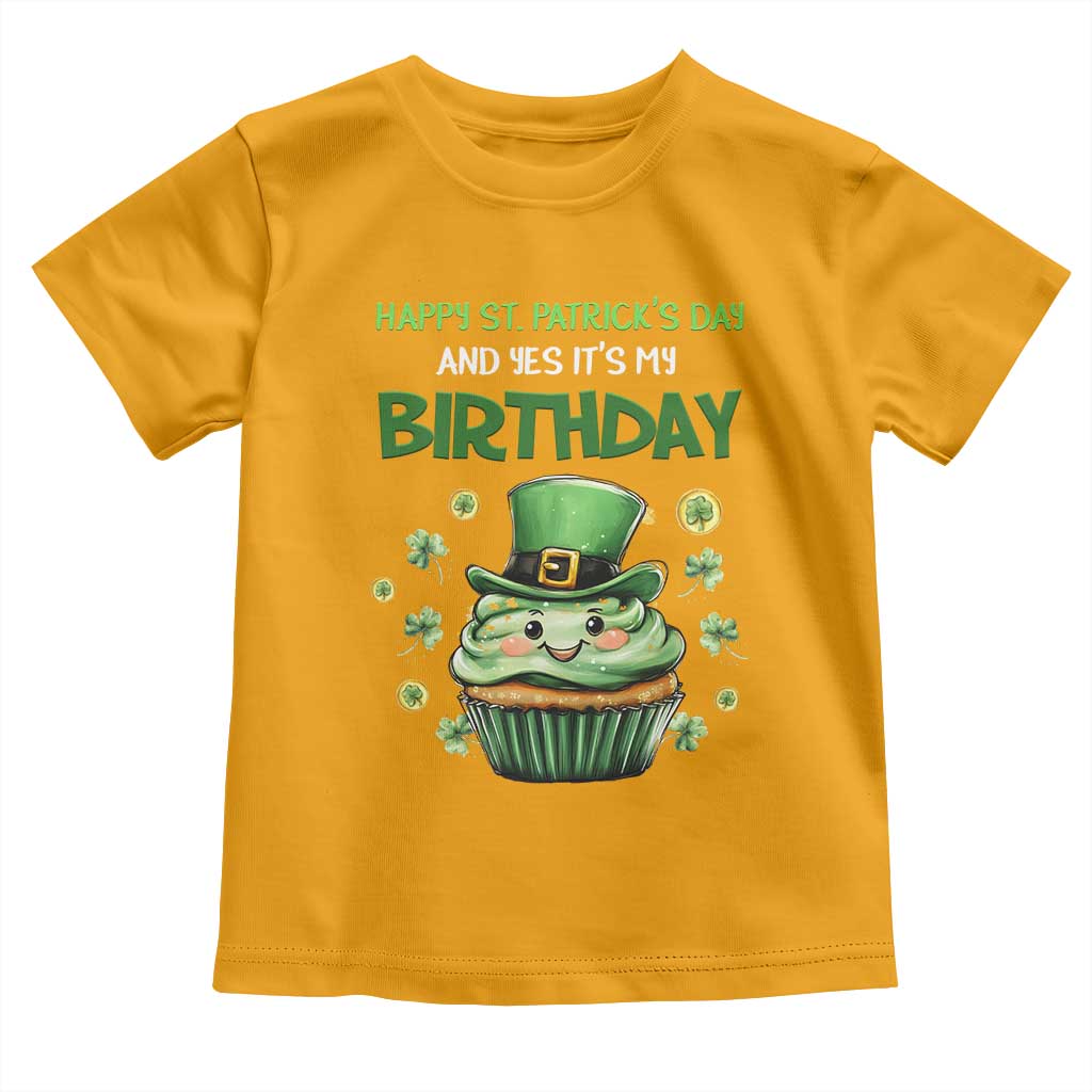 Funny St. Patrick's Day And Birthday Toddler T Shirt Shamrock Cupcake Leprechaun