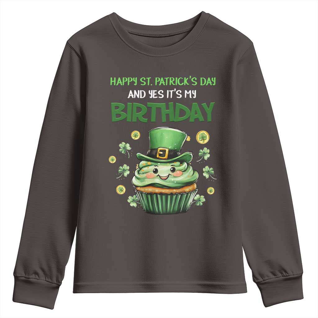 Funny St. Patrick's Day And Birthday Youth Sweatshirt Shamrock Cupcake Leprechaun