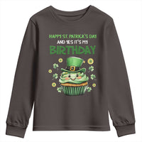 Funny St. Patrick's Day And Birthday Youth Sweatshirt Shamrock Cupcake Leprechaun