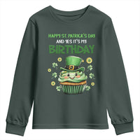 Funny St. Patrick's Day And Birthday Youth Sweatshirt Shamrock Cupcake Leprechaun