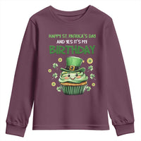 Funny St. Patrick's Day And Birthday Youth Sweatshirt Shamrock Cupcake Leprechaun