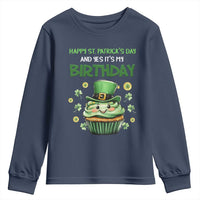 Funny St. Patrick's Day And Birthday Youth Sweatshirt Shamrock Cupcake Leprechaun