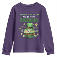 Funny St. Patrick's Day And Birthday Youth Sweatshirt Shamrock Cupcake Leprechaun