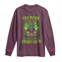 Funny Irish Beer Long Sleeve Shirt The Devil Whispered I'm Coming For You I Whisper Back Bring Beer