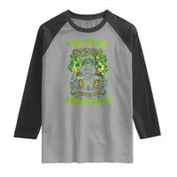 Funny Irish Beer Raglan Shirt The Devil Whispered I'm Coming For You I Whisper Back Bring Beer