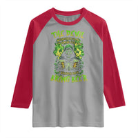 Funny Irish Beer Raglan Shirt The Devil Whispered I'm Coming For You I Whisper Back Bring Beer