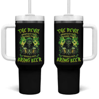 Funny Irish Beer Tumbler With Handle The Devil Whispered I'm Coming For You I Whisper Back Bring Beer