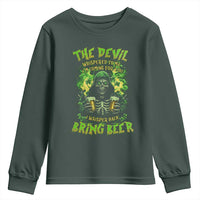 Funny Irish Beer Youth Sweatshirt The Devil Whispered I'm Coming For You I Whisper Back Bring Beer