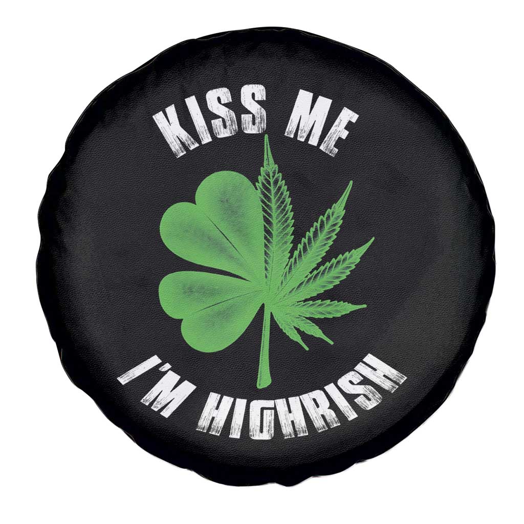 Funny St. Patrick's Day Cannabis Spare Tire Cover Kiss Me I'm Highrish