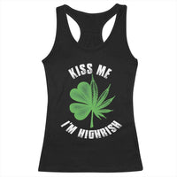 Funny St. Patrick's Day Cannabis Racerback Tank Top Kiss Me I'm Highrish