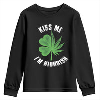 Funny St. Patrick's Day Cannabis Youth Sweatshirt Kiss Me I'm Highrish