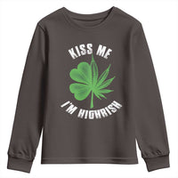 Funny St. Patrick's Day Cannabis Youth Sweatshirt Kiss Me I'm Highrish