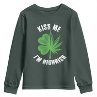 Funny St. Patrick's Day Cannabis Youth Sweatshirt Kiss Me I'm Highrish