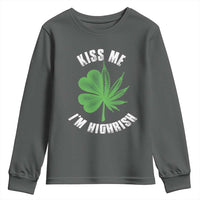 Funny St. Patrick's Day Cannabis Youth Sweatshirt Kiss Me I'm Highrish