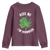 Funny St. Patrick's Day Cannabis Youth Sweatshirt Kiss Me I'm Highrish