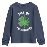 Funny St. Patrick's Day Cannabis Youth Sweatshirt Kiss Me I'm Highrish