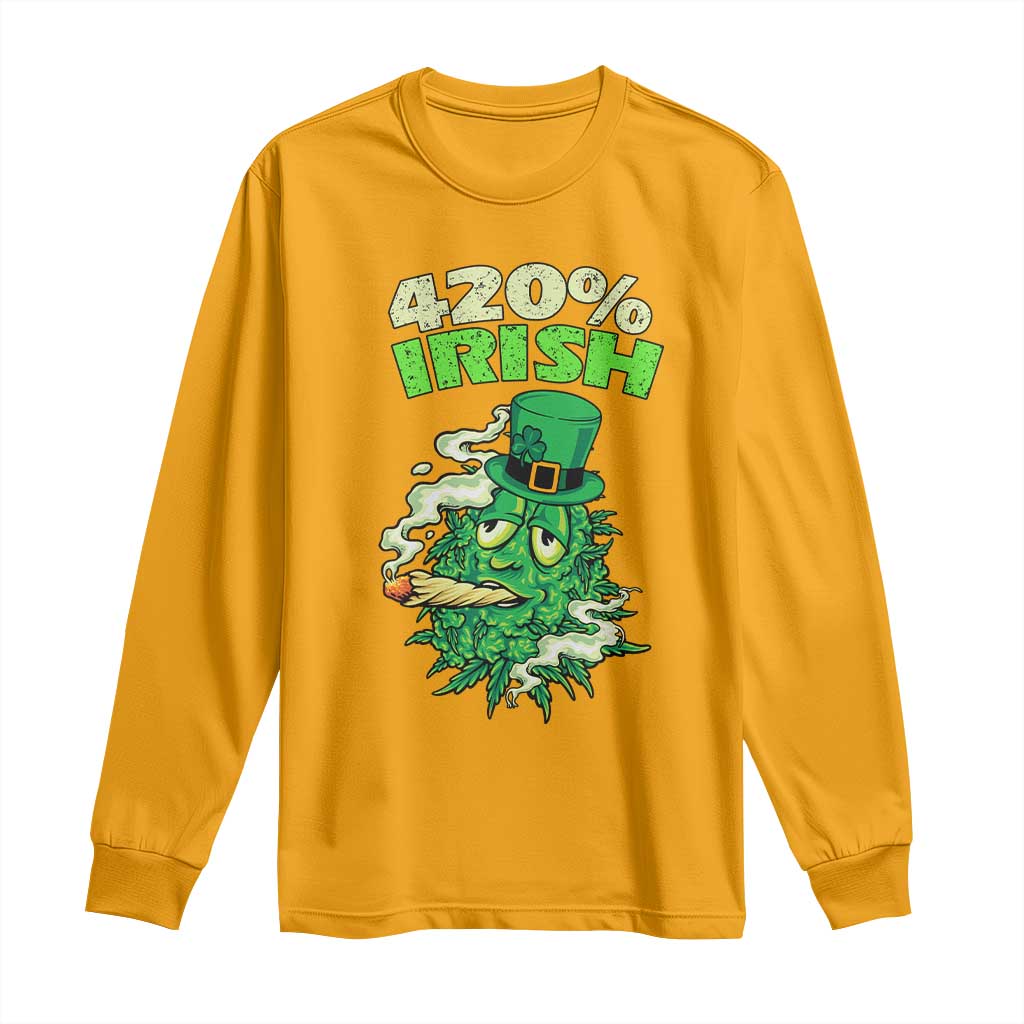 Funny St. Patrick's Day Cannabis Long Sleeve Shirt 420% Irish Weed
