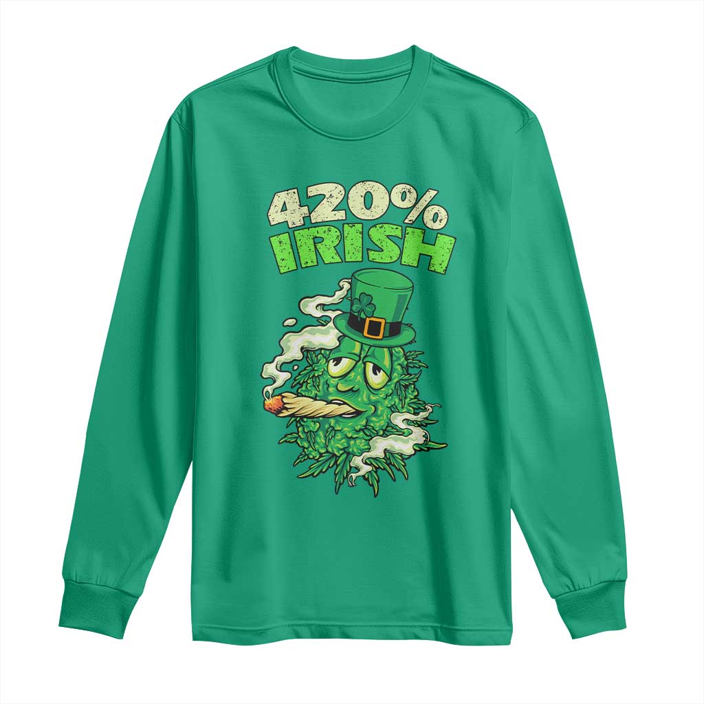 Funny St. Patrick's Day Cannabis Long Sleeve Shirt 420% Irish Weed