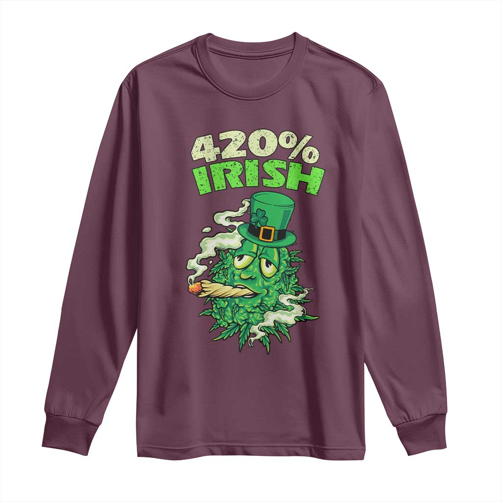 Funny St. Patrick's Day Cannabis Long Sleeve Shirt 420% Irish Weed