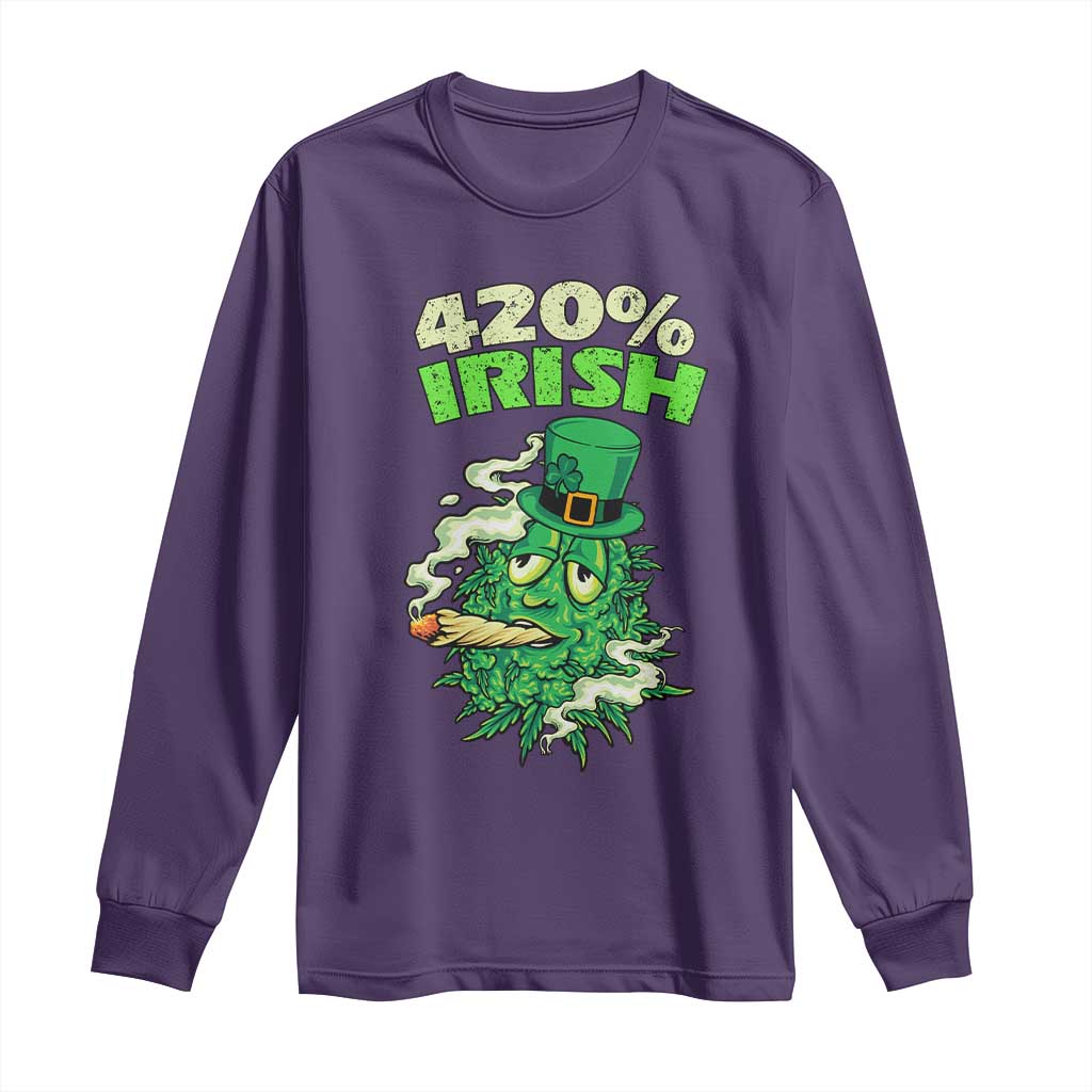 Funny St. Patrick's Day Cannabis Long Sleeve Shirt 420% Irish Weed